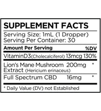 Hemp Tree Mind Control Mushroom Tincture Supplement Facts
